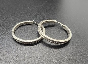 Sterling Silver Diamond Cut Hoop Earrings