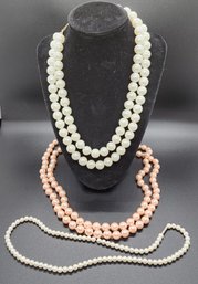 3 Strands Of Vintage Faux Pearls