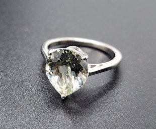 AAA Prasiolite Ring In Platinum Over Sterling