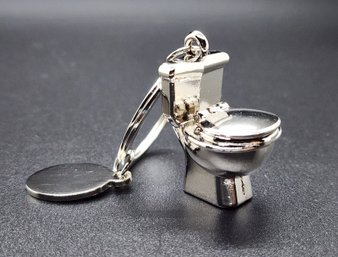 Funny Silvertone Toilet Keychain