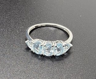 Sky Blue Topaz 5 Stone Ring In Sterling