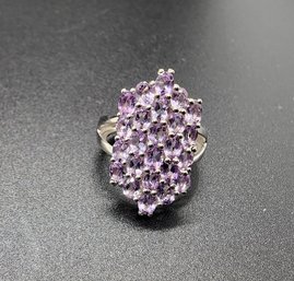 Purple Amethyst, Rhodium Over Sterling Ring