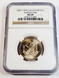 2009 P SMS Sacagawea Golden Dollar Agriculture NGC MS68 Graded Slab