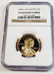 2008 S Sacagawea Golden Dollar NGC Graded Slab Proof Ultra Cameo PF69