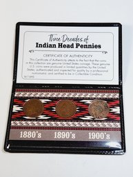 Three Decades Of  Indian Head Pennies Collection  - 3 Coin Set  1883, 1897, 1901