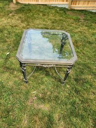 Cast Iron Glass Top Side Table