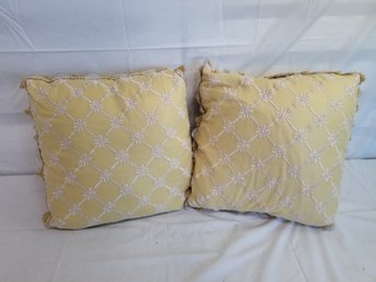 Yellow Embroidered Throw Pillows