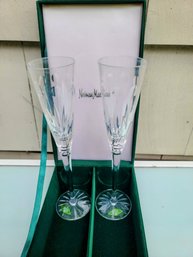 Pair Of Shannon Crystal Champagne Flutes With Case - Nice Gift (Never Used)