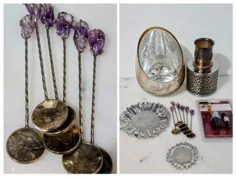 Mercury Glass Vase Or Candle Holder? Amethyst Stone Tea Spoons From  Pewter Antique Cup, And More