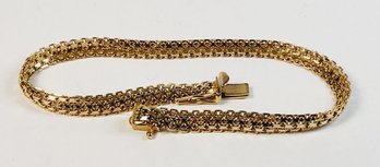 Vintage 14k Yellow Gold Double Bismark Flat Chain Link Bracelet