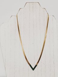 New Anuja Tolia Cleo V 18K Yellow Gold Plated Snake Chain Necklace In Green Inlaid Stone (Lot II)