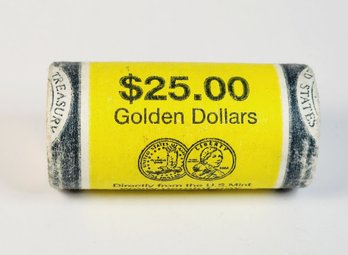 Roll Of UNC 2000 Sacagawea Golden Dollars (25 Dollars Face Value)