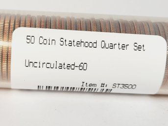 50 Coin UNC Statehood Quarter Set In Roll With Littleton   New Album