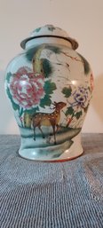 Vintage Mid 20th Century Chinese Famille Rose Porcelain Temple Jar