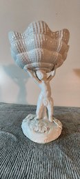 Mid-Century Italian Capodimonte Style White Pedestal Bowl / Centerpiece