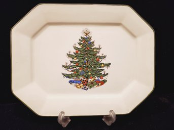 Vintage Cuthbertson England Original Christmas Tree Oblong 10.5' X 13.5' Serving Platter