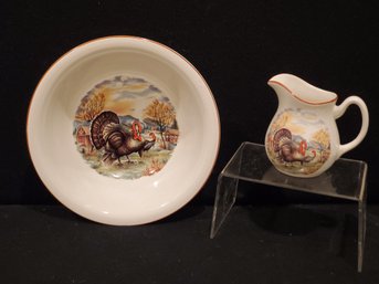 Cuthbertson England Autumn Serving Bowl & Small Creamer Pitcher