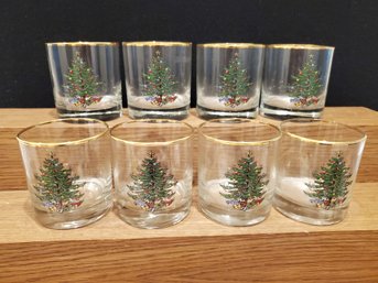 Eight Cuthbertsons England Christmas Tree Rocks Glasses (Lot 1)