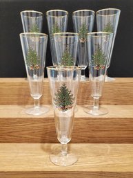 Eight Cuthbertson England Original Christmas Tree Pilsner Beer Glasses (Lot 5)