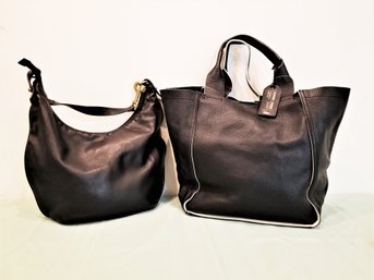 NEW Women's Black Ralph Lauren Genuine Leather Black Hobo Bag And Gap Large Tote Bag