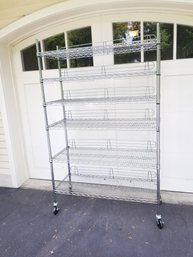 6-Tier Heavy-Duty Rolling Adjustable Shelving Unit With Shelf Back Screens