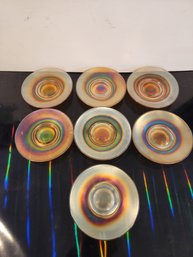 Marigold Carnival Glass Coffee Saucers