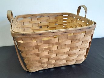 Large Vintage  Handmade High End Woven Basket With Handles