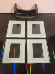 Glass Coasters With Holding Stand