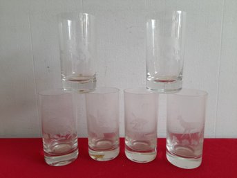 Animal Etched High Ball Glasses