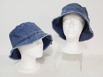 Two New David And Young Dark Wash Denim Bucket Hats 100 Percent Cotton One Size