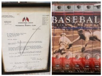 Baseball A PBS Film On VHS By Ken Burns And Framed 1942 Letter By Baseball League With Signature