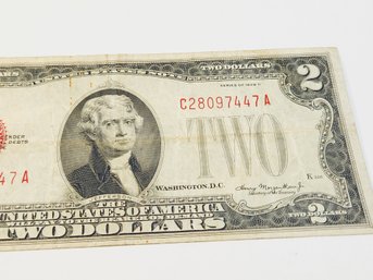 1928 Red Seal $2 Dollar Bill / U S Note