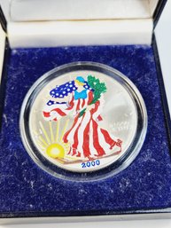 Colorized 1999 Silver .999 1 Ounce Eagle  In Display Box