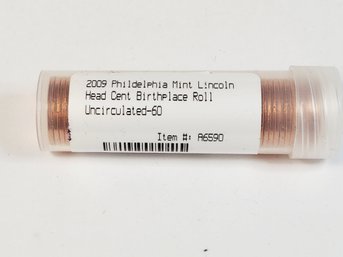 2009-P UNC Roll Lincoln Penny ' Birthplace ' Philadelphia Mint