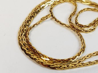 14k Italian Yellow Gold Wheat / Spiga Chain Link Necklace