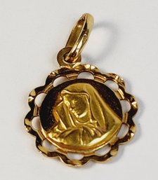 14k Italian Yellow Gold Jesus & Mary Double Sided Pendant