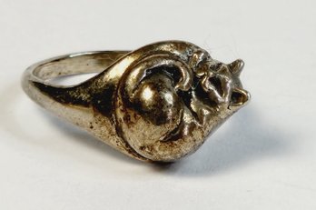 Vintage Sterling Silver Curled Up CAT Ring