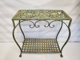 Great Wrought Iron Sage Green Small Side Accent Table Plant Stand