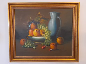 Signed Still Life Oil On Canvas