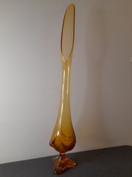 Large Amber Glass Blown Vase