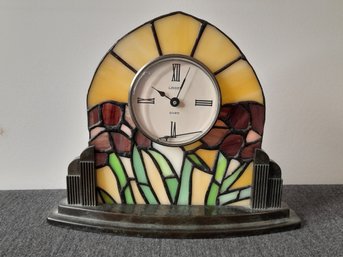 Stained Glass Mantle Linden Clock