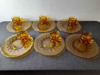 Amber Glass Luncheon Set