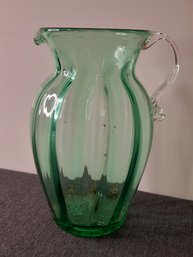 Green Depression Glass Pitcher