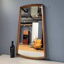 Mid Century Walnut Arched Trapezoid Wall Mirror