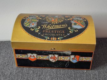 Vintage Empty Whitman's Prestige Chocolates Tin Chest Royal Crest Images