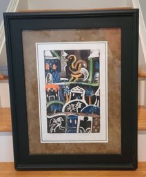 Monotype Collage 'Jerusalem Birds' Signed