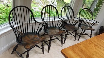 Set Of (6) Rustic Hard Wood Armed Chairs W/cushions - Bob Timberlake