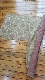 Remnant Fabric  Ethan Allen- Gold With Rose Color Details