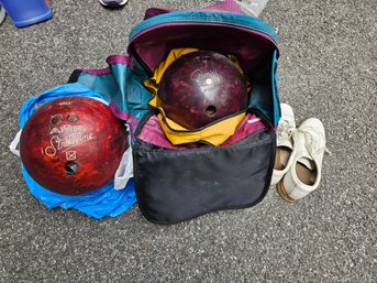 2 Women's Bowling Balls And Shoes (size 6)