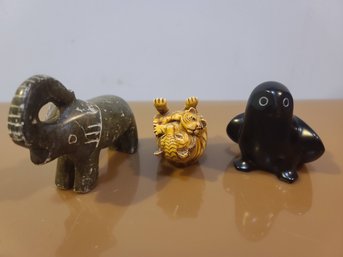 Animal Figurines Includes Canadian Black Owl Soapstone &Harmony Kingdom Trinket Box By Artist Peter Calvesbert